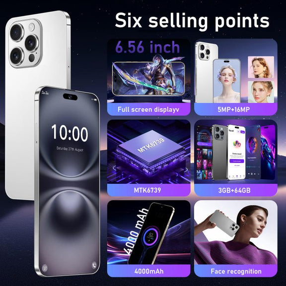 I16 Pro Max / RAi3, 3GB+64GB, 6.56 inch Android 10 MTK6739 Quad Core, Network: 4G, Dual SIM, Plug:EU Plug(White)