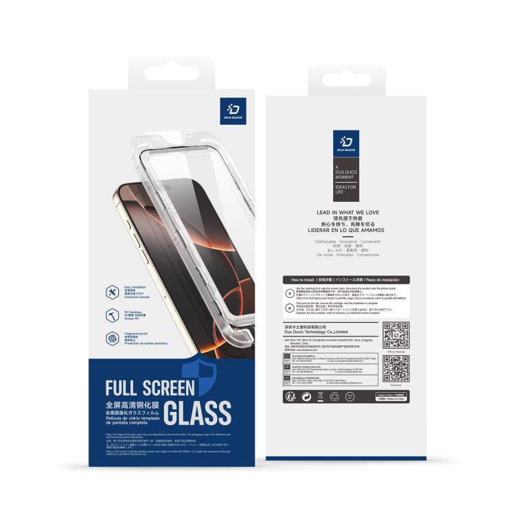 For iPhone 16e DUX DUCIS Roga Series 2.5D HD Fully Transparent Tempered Screen Protector with Dust Removal Quick-Attach Box