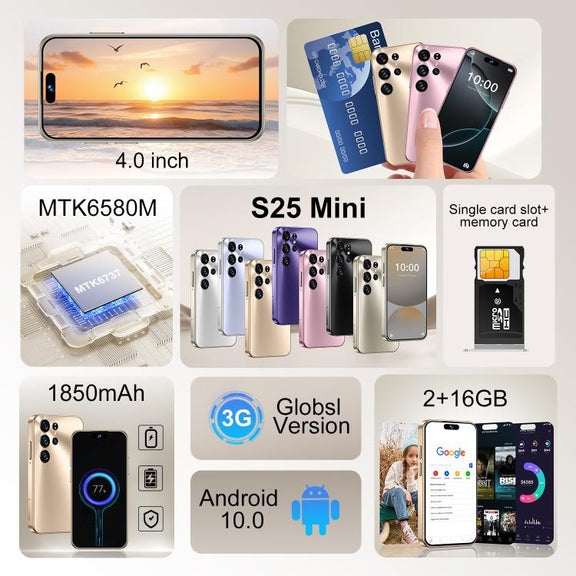 S25 Mini / ZKM10, 2GB+16GB, 4.0 inch Android 10 MTK6580M Quad Core, Network: 3G, Dual SIM(Purple)