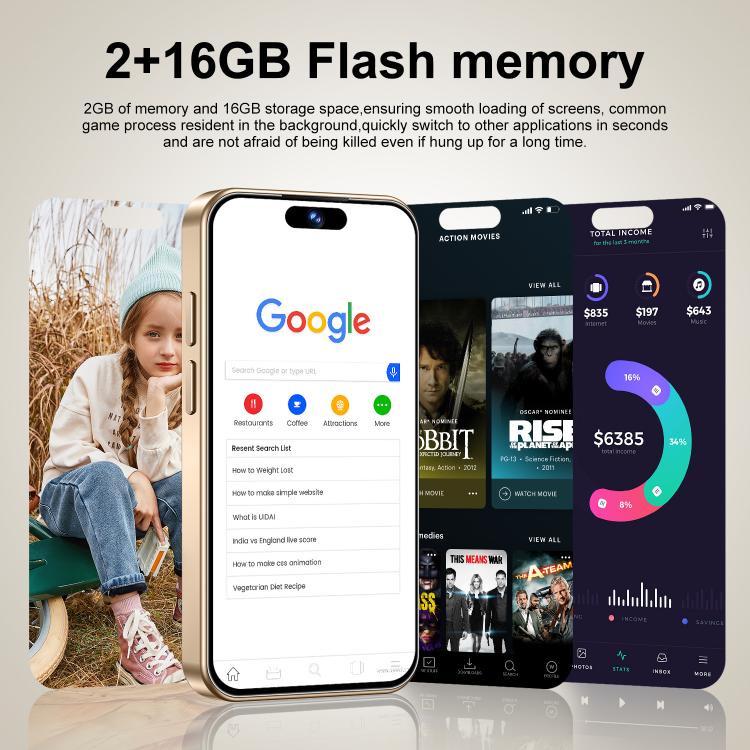 S25 Mini / ZKM10, 2GB+16GB, 4.0 inch Android 10 MTK6580M Quad Core, Network: 3G, Dual SIM(Gold)
