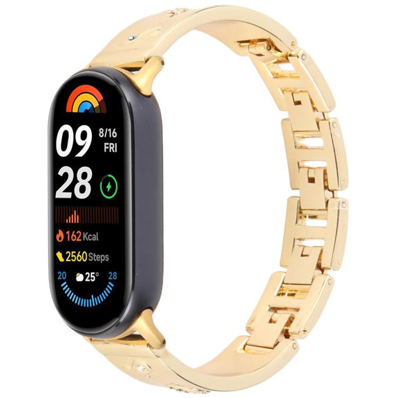 For Xiaomi Smart Band 9 / 8 Diamond Quick Release Chain Bracelet Metal Watch Band(Gold)