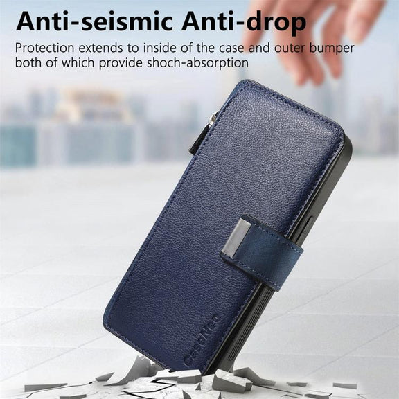 For Honor 400 Global 156.5mm CaseNeo MagSafe RFID Anti-theft Zipper Wallet Retro Leather Phone Case(Blue)