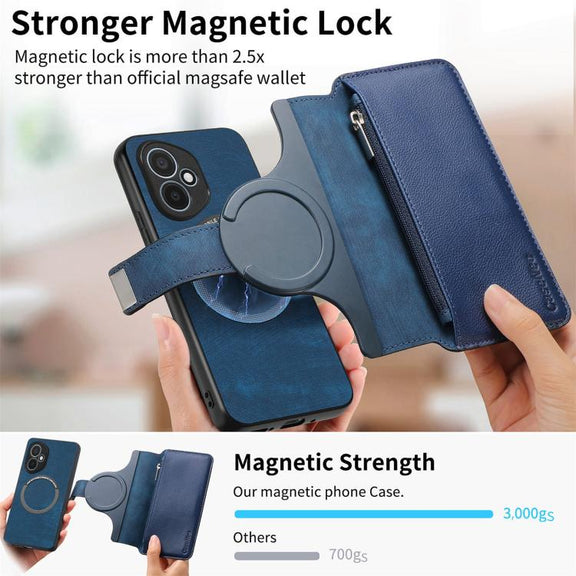 For Honor 400 Global 156.5mm CaseNeo MagSafe RFID Anti-theft Zipper Wallet Retro Leather Phone Case(Blue)