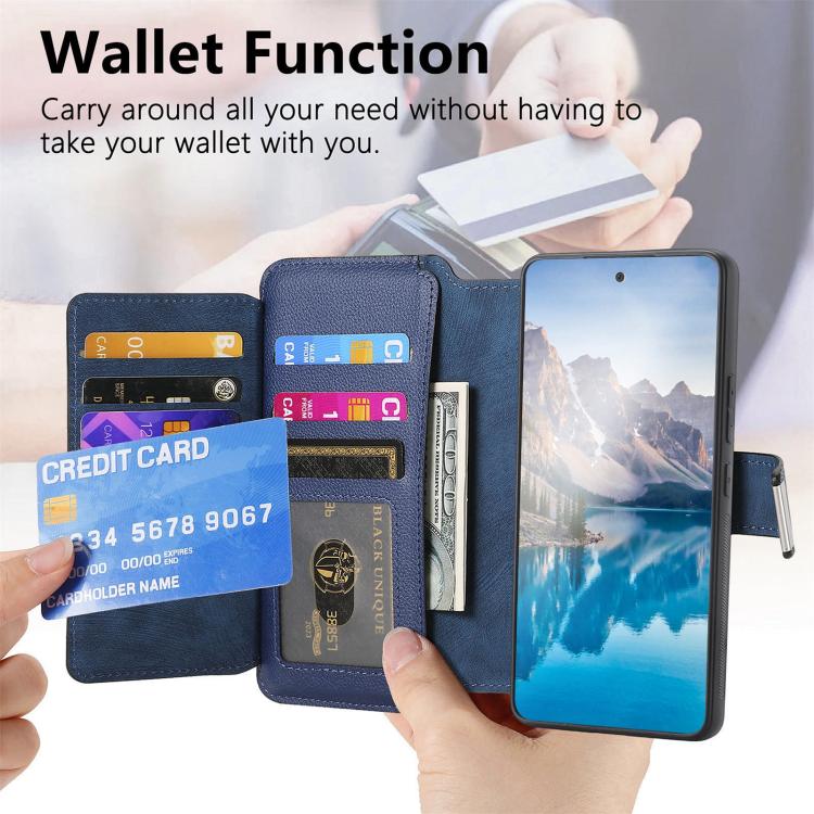 For Honor 400 Global 156.5mm CaseNeo MagSafe RFID Anti-theft Zipper Wallet Retro Leather Phone Case(Blue)