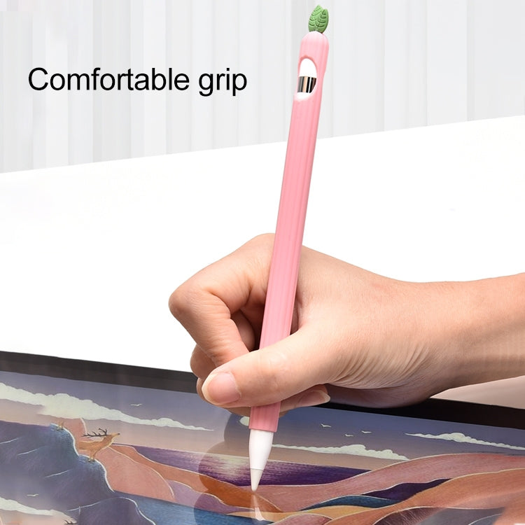 For Apple Pencil 2 Contrasting Color Mint Leaf Silicone Non-slip Protective Cover(Red)