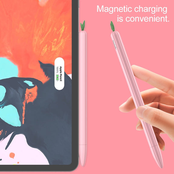 For Apple Pencil 2 Contrasting Color Mint Leaf Silicone Non-slip Protective Cover(Yellow)
