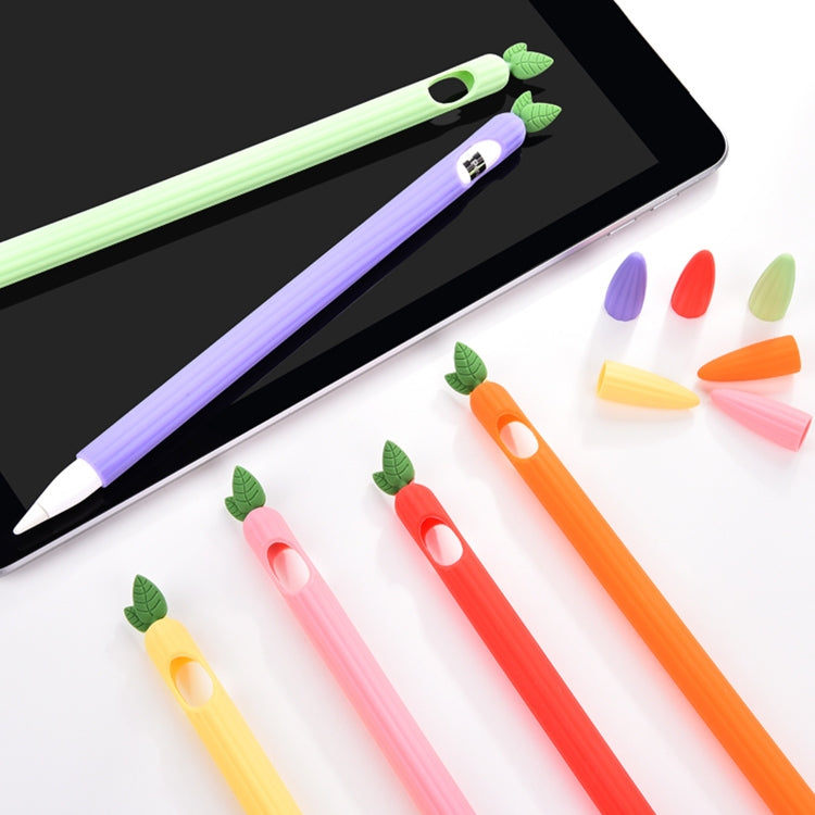 For Apple Pencil 2 Contrasting Color Mint Leaf Silicone Non-slip Protective Cover(Yellow)