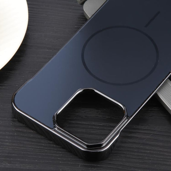 For iPhone 16 Pro Max Electroplating Frameless Frosted Anti-Glare PC MagSafe Phone Case(Black)