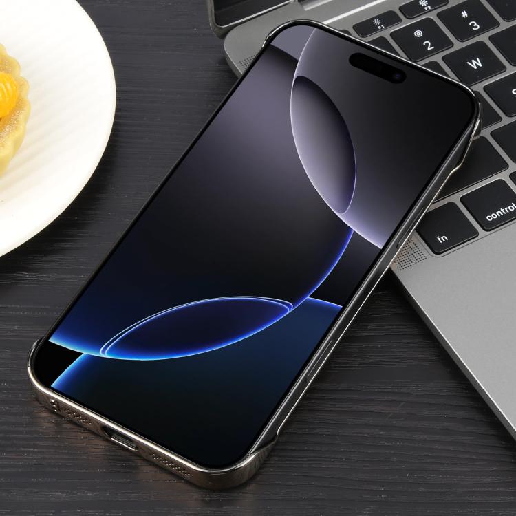 For iPhone 16 Pro Electroplating Frameless Frosted Anti-Glare PC MagSafe Phone Case(Desert Gold)