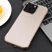 For iPhone 13 Pro Electroplating Frameless Frosted Anti-Glare PC MagSafe Phone Case(Desert Gold)