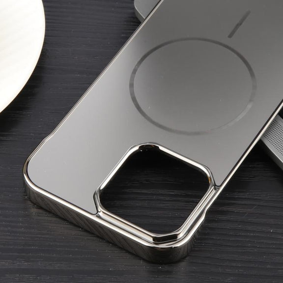 For iPhone 12 / 12 Pro Electroplating Frameless Frosted Anti-Glare PC MagSafe Phone Case(Titanium Gray)