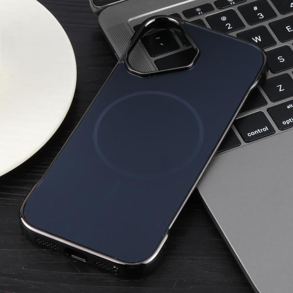 For iPhone 17 Electroplating Frameless Frosted Anti-Glare PC MagSafe Phone Case(Black)
