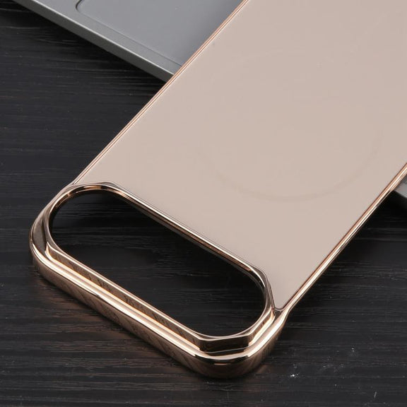 For iPhone 17 Air Electroplating Frameless Frosted Anti-Glare PC MagSafe Phone Case(Desert Gold)