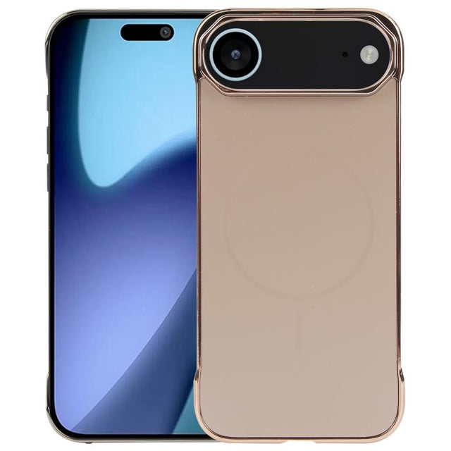 For iPhone 17 Air Electroplating Frameless Frosted Anti-Glare PC MagSafe Phone Case(Desert Gold)