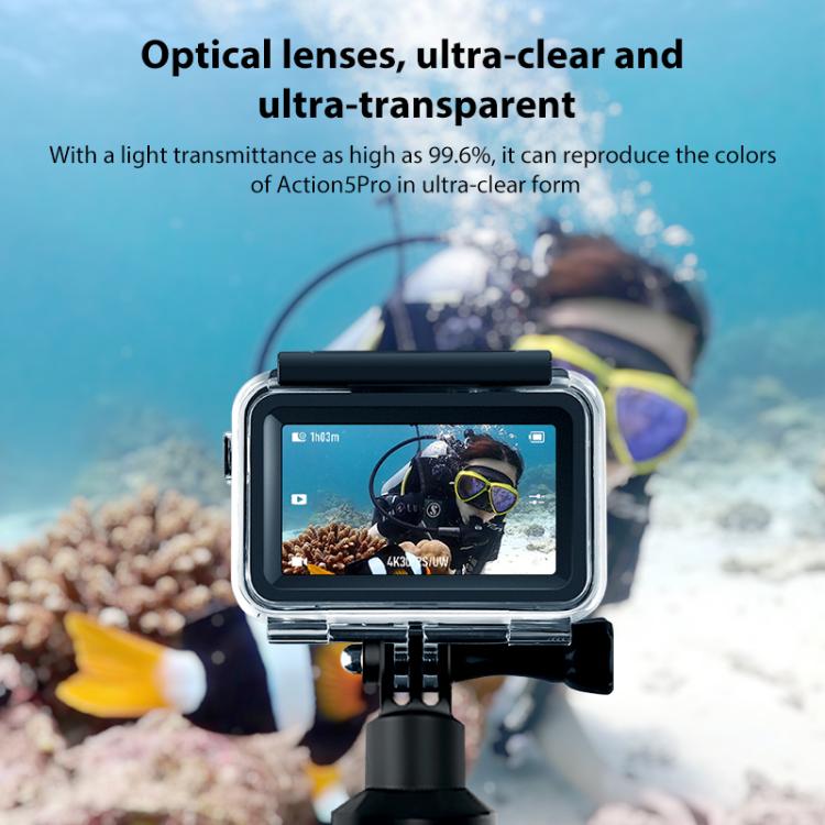 For DJI Osmo Action 5 Pro Magnetic 60m Water-resistant Case Diving Water-resistant Case