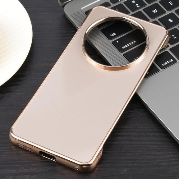 For Huawei Mate 60 Pro Electroplating Frameless Frosted Anti-Glare PC MagSafe Phone Case(Desert Gold)