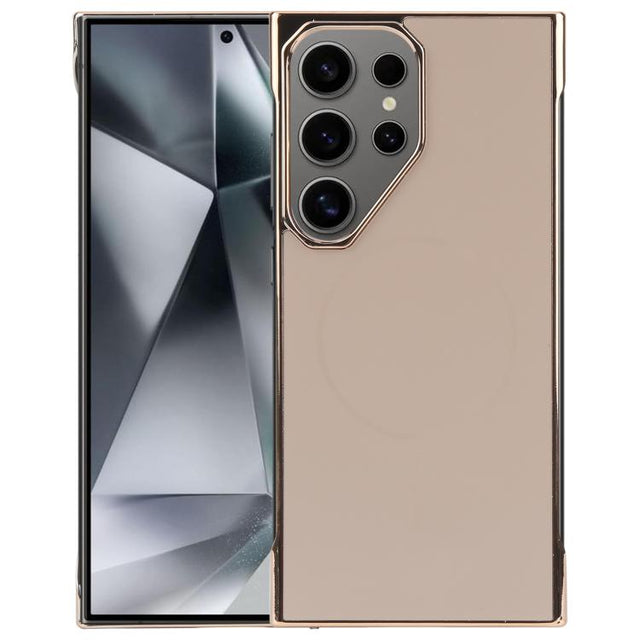 For Samsung Galaxy S24 Ultra 5G Electroplating Frameless Frosted Anti-Glare PC MagSafe Phone Case(Desert Gold)