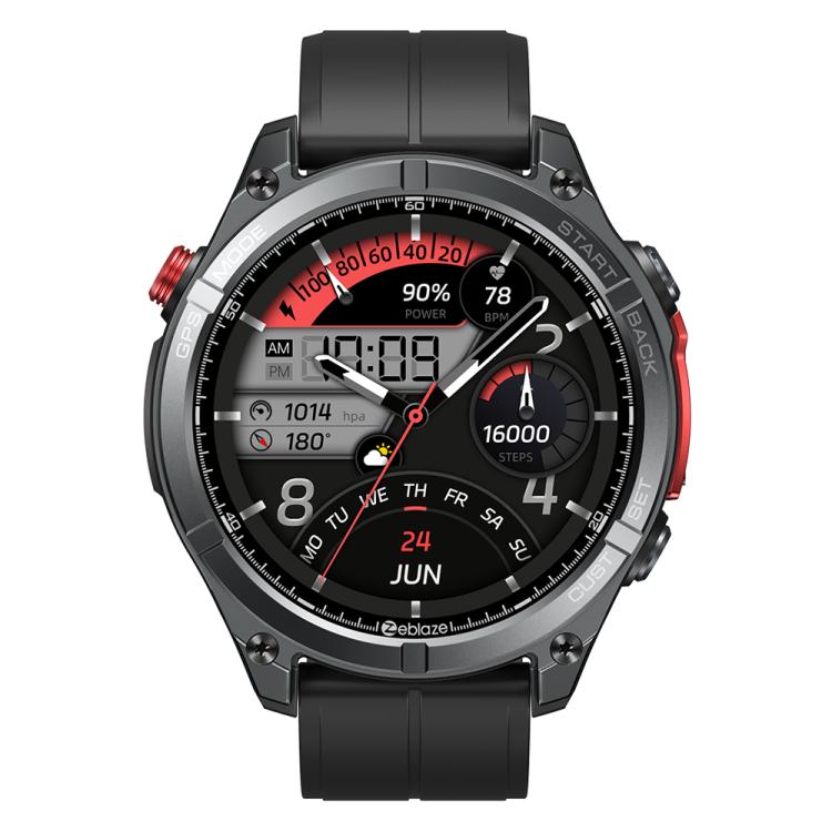 Zeblaze Stratos 4 Rugged Outdoor GPS Smart Watch 1.43 inch Screen 5 ATM & IP69K(Black)