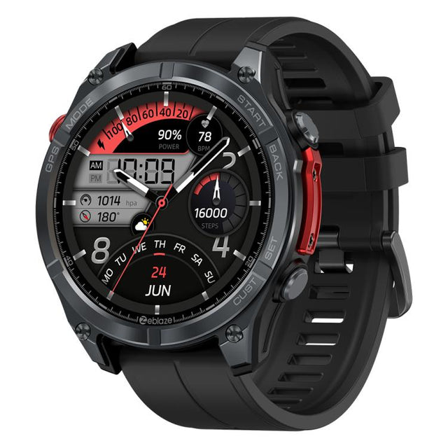 Zeblaze Stratos 4 Rugged Outdoor GPS Smart Watch 1.43 inch Screen 5 ATM & IP69K(Black)