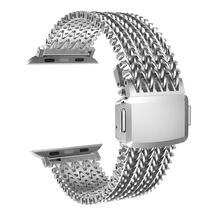 For Apple Watch 42mm / 41mm / 40mm / 38mm Mesh Magnetic Stainless Steel Watch Band(Silver)