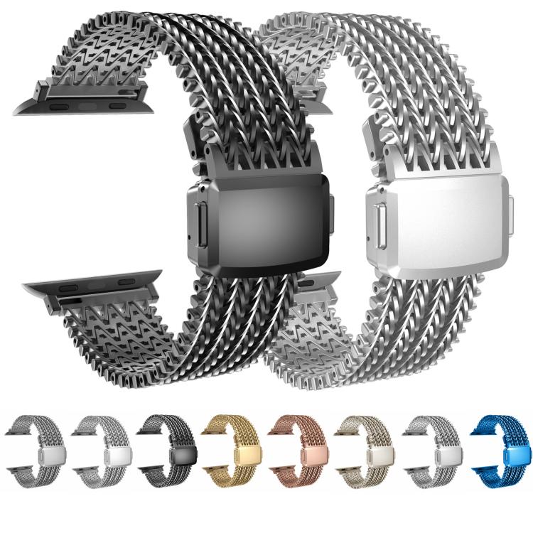 For Apple Watch 46mm / 49mm / 45mm / 44mm Mesh Magnetic Stainless Steel Watch Band(Black)