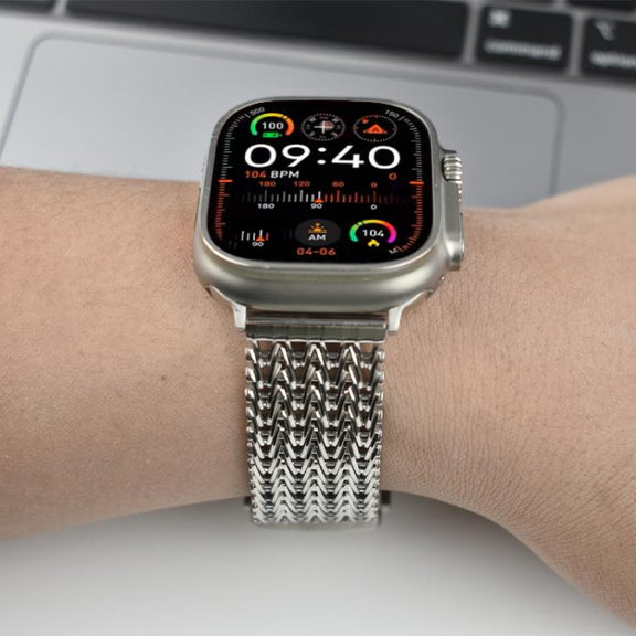 For Apple Watch 46mm / 49mm / 45mm / 44mm Mesh Magnetic Stainless Steel Watch Band(Black)