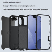 For iPhone 17 Pro Max Kalebol Shockproof PC Hybrid TPU Phone Case with Back Clip(Black)