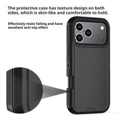 For iPhone 17 Pro Max Kalebol Shockproof PC Hybrid TPU Phone Case with Back Clip(Black)