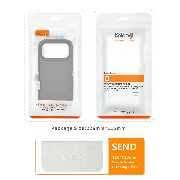 For iPhone 17 Pro Max Kalebol Shockproof PC Hybrid TPU Phone Case with Back Clip(Black)