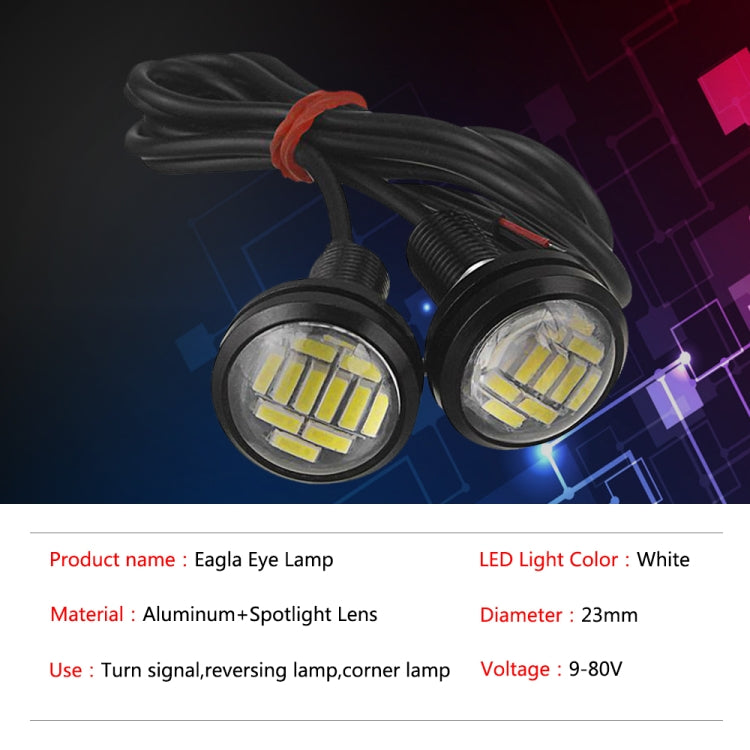 10 PCS 23mm 12LEDs SMD-4014 DC9-80V Motorcycle Eagle Eye Light(White Light)