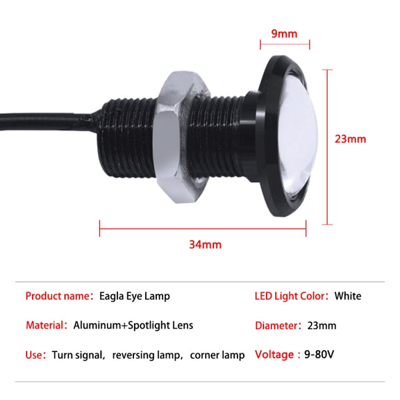 10 PCS 23mm 1.5W DC9-80V Motorcycle Eagle Eye Light Single Lens(Red Light)