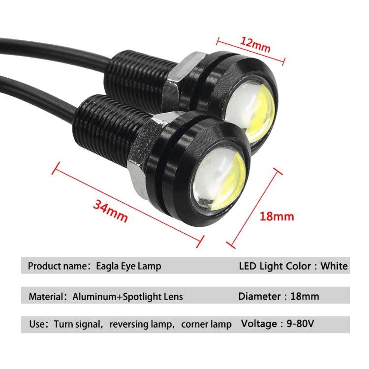 10 PCS 18mm 1.5W DC9-80V Motorcycle Eagle Eye Light Double Lens(Red Light)