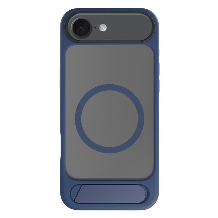 For iPhone 17 Air Kalebol MagSafe Invisible Tilt Holder PC Hybrid TPU Case(Navy Blue)