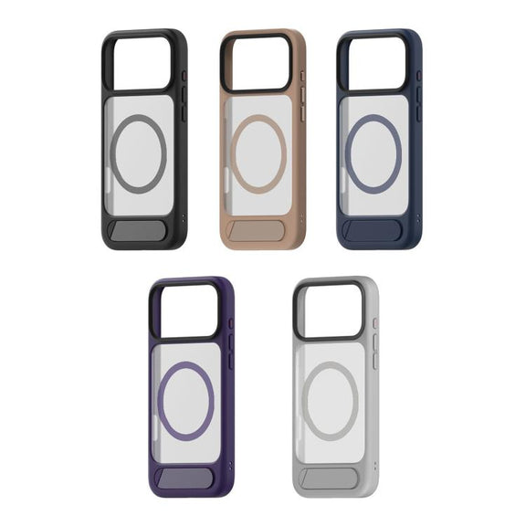For iPhone 17 Air Kalebol MagSafe Invisible Tilt Holder PC Hybrid TPU Case(Purple)