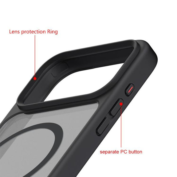 For iPhone 17 Pro Kalebol MagSafe Invisible Tilt Holder PC Hybrid TPU Case(Grey White)