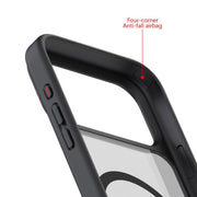 For iPhone 17 Air Kalebol MagSafe Invisible Tilt Holder PC Hybrid TPU Case(Grey White)