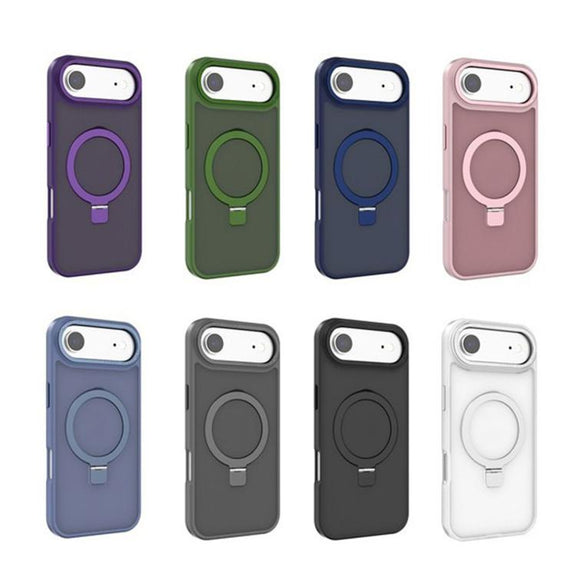 For iPhone 17 Pro Kalebol Metal Lens Frame MagSafe Holder Frosted PC Phone Case(Frosted White)