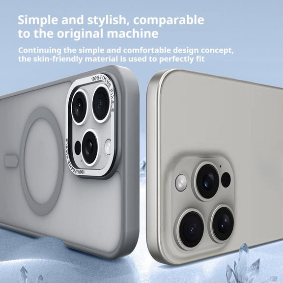 For iPhone 17 Air Kalebol Metal Lens Frame MagSafe Frosted PC Phone Case(Navy Blue)