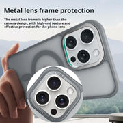 For iPhone 17 Air Kalebol Metal Lens Frame MagSafe Frosted PC Phone Case(Grey)