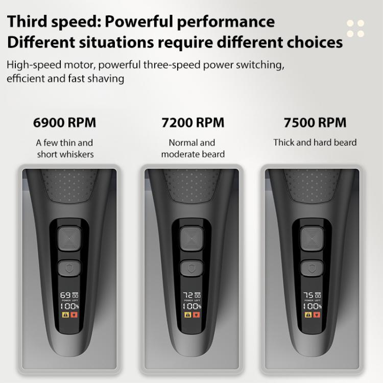Full Body Washable LED Digital Display Reciprocating Electric Shaver(Exclusive Black + 1 Set of Blades)
