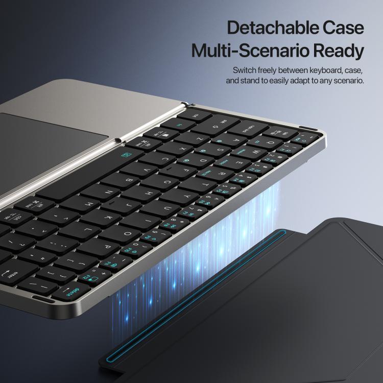 DUX DUCIS OK Fold Series Two-fold Touch Wireless Bluetooth Keyboard Tablet Leather Case(Black)