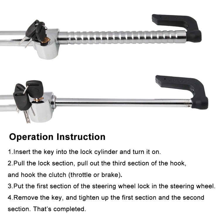 Universal Modified Clutch Lock Extendable Steering Wheel & Clutch Brake Lock