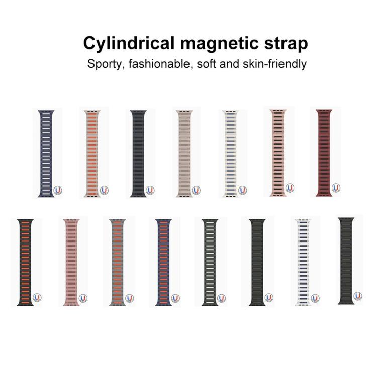 For Apple Watch 42mm / 41mm / 40mm / 38mm Cylinder Magnetic Two-color Loop Silicone Watch Band(Black White)