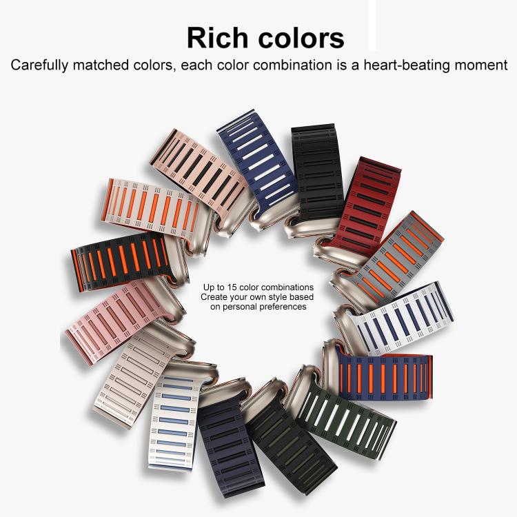 For Apple Watch 46mm / 49mm / 45mm / 44mm Cylinder Magnetic Two-color Loop Silicone Watch Band(Starlight)