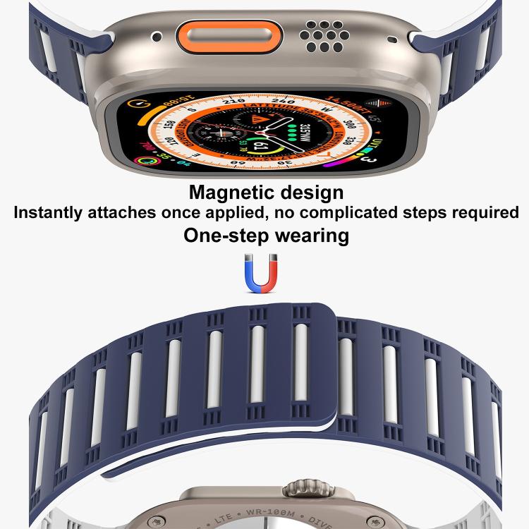 For Apple Watch 42mm / 41mm / 40mm / 38mm Cylinder Magnetic Two-color Loop Silicone Watch Band(Black White)