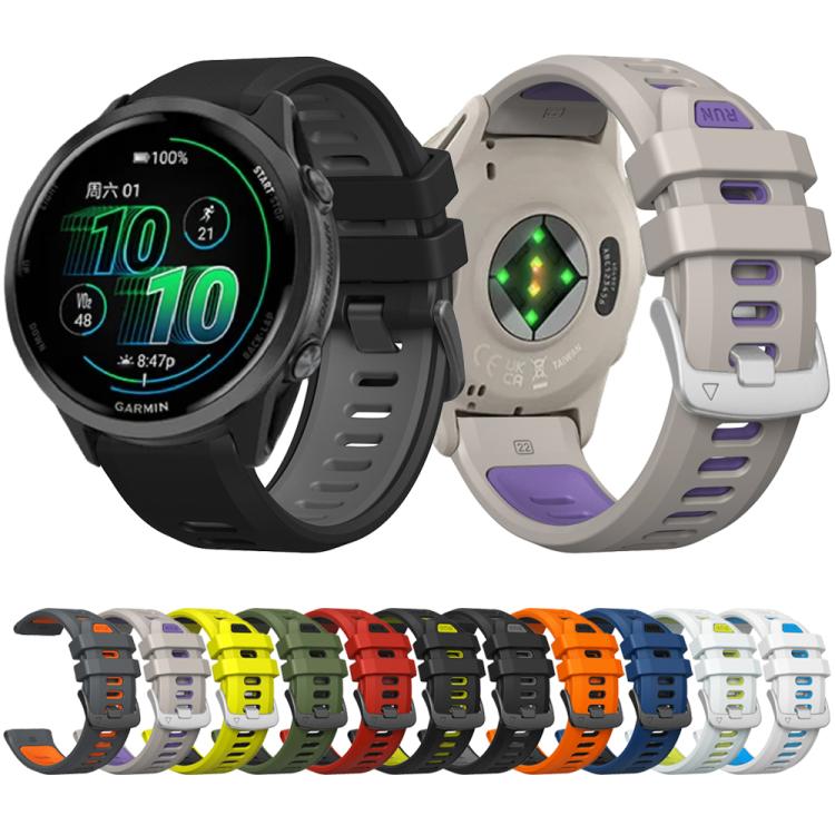 For Garmin Forerunner 970 Two Color Steel Buckle Silicone Watch Band(Royal Blue Black)