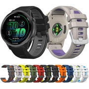 For Garmin Forerunner 970 Two Color Steel Buckle Silicone Watch Band(Royal Blue Black)