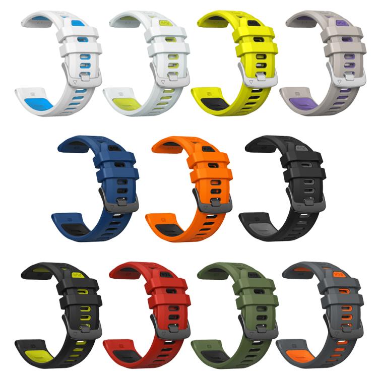 For Garmin Forerunner 970 Two Color Steel Buckle Silicone Watch Band(Charcoal Orange)