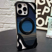 For iPhone 14 Pro Max Metal Frameless 360 Degree Rotation Holder MagSafe Phone Case(Black)