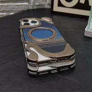 For iPhone 14 Pro Max Metal Frameless 360 Degree Rotation Holder MagSafe Phone Case(Silver)